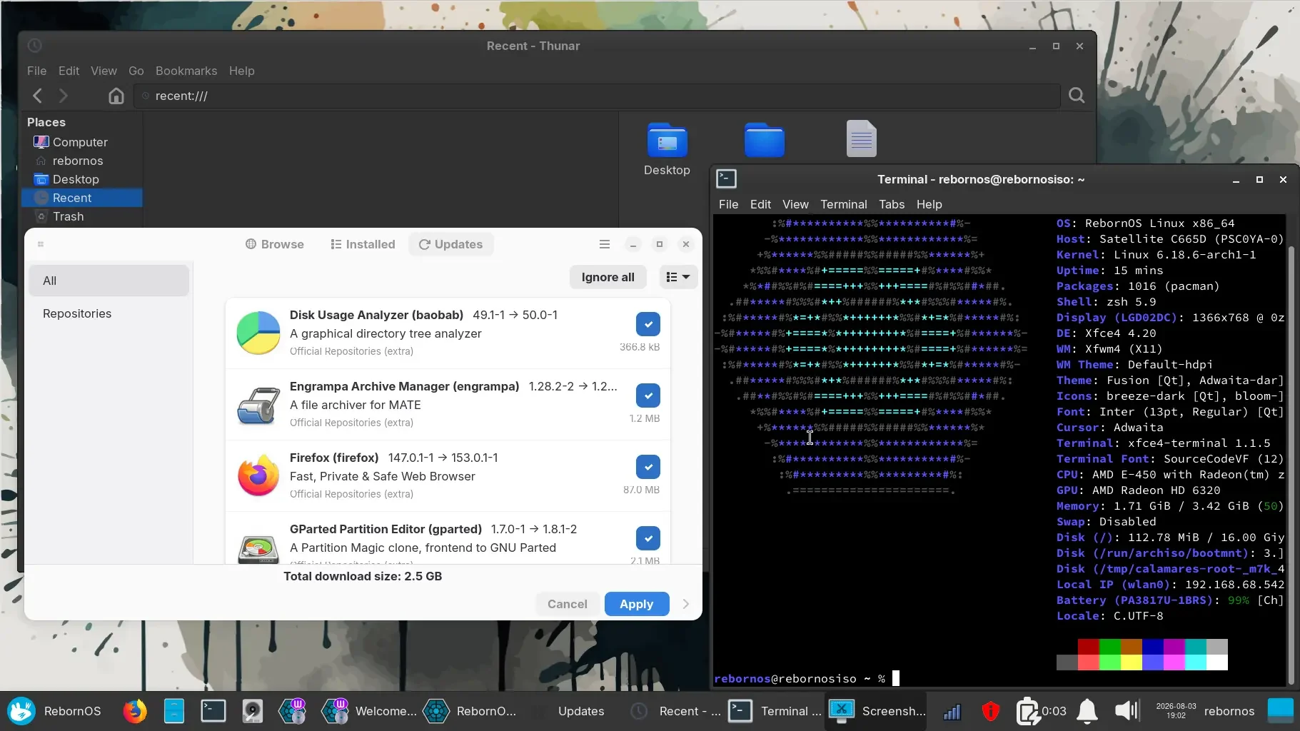 RebornOS screenshot